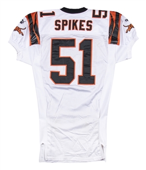 2000 Takeo Spikes Game Used Cincinnati Bengals Road Jersey Photo Matched To 10/15/2000